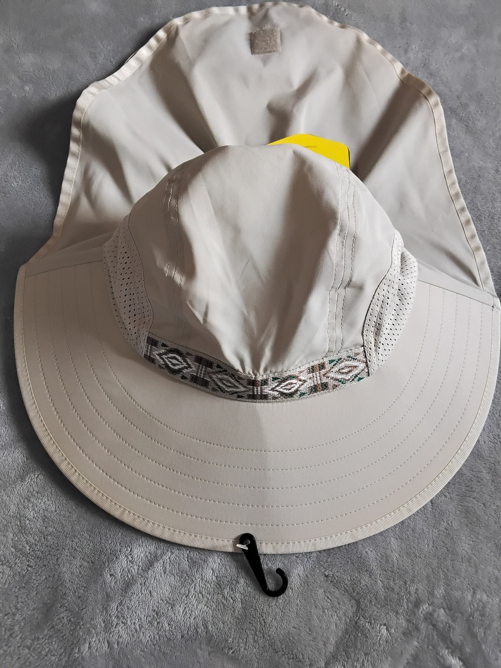 Simms Beige Sun Hat with Neck Flap and Patterned Band